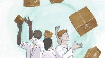 Illustratie (kleur) dokters met dozen