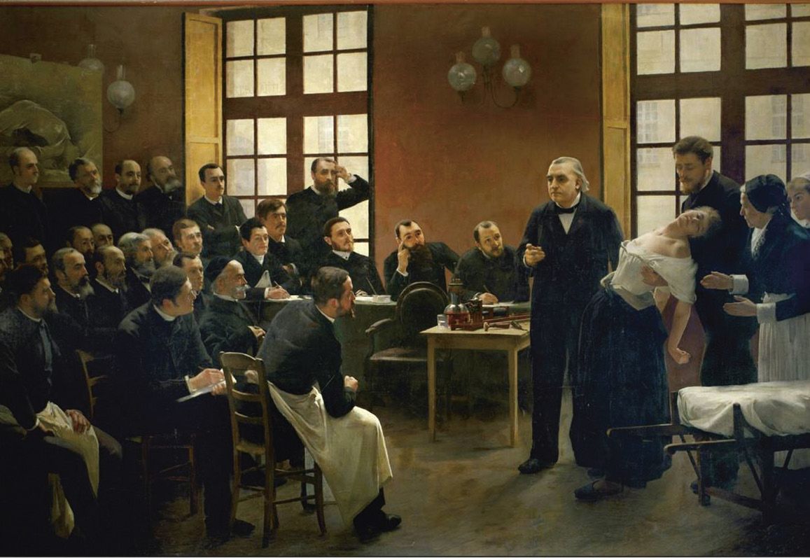 Schilderij Une leçon clinique à la Salpêtrière (1887) van Pierre-André Brouillet
